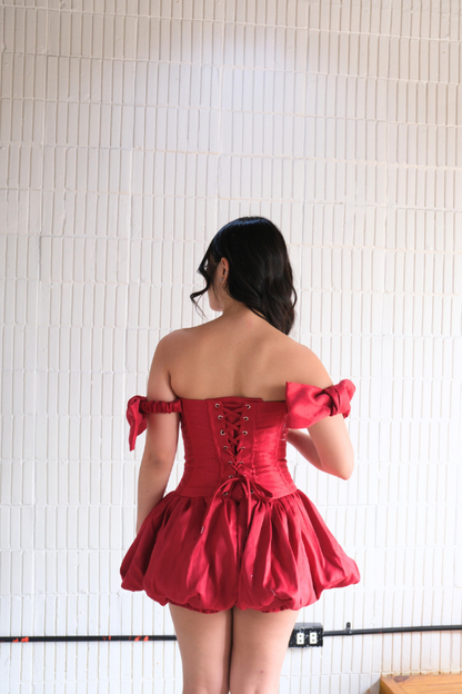 Red Jersie Off Shoulder Dress
