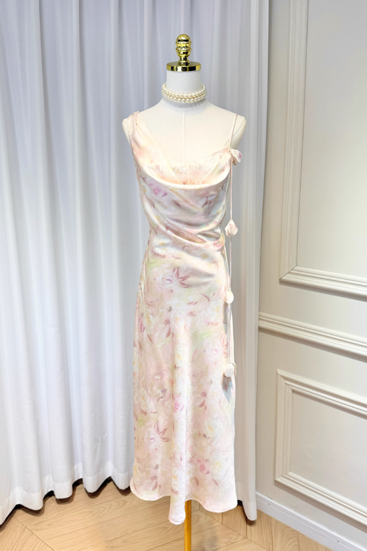 Beige Floral Pattern Dress