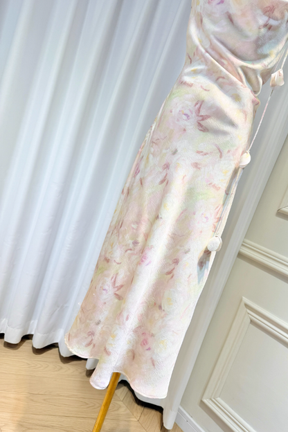 Beige Floral Pattern Dress