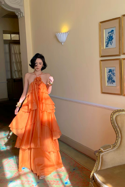 Orange Reese Long Dress