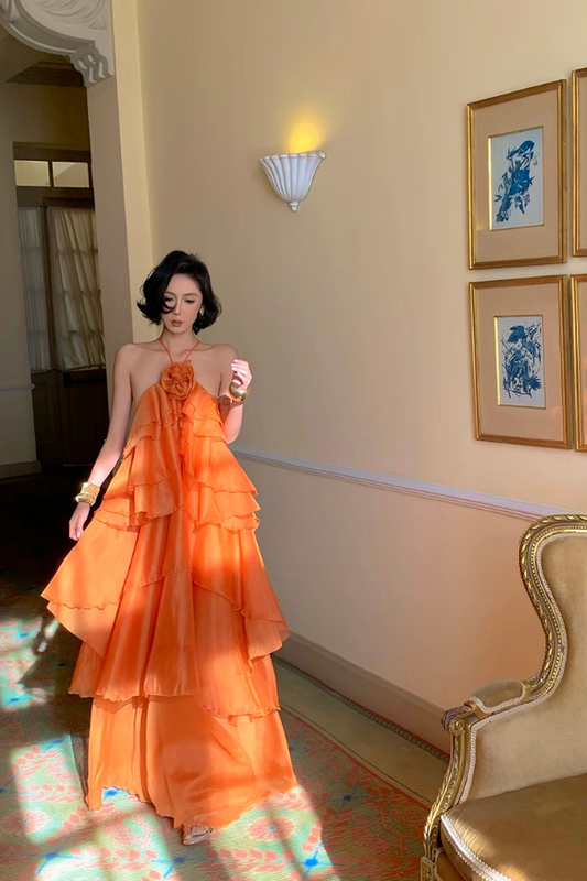 Orange Reese Long Dress