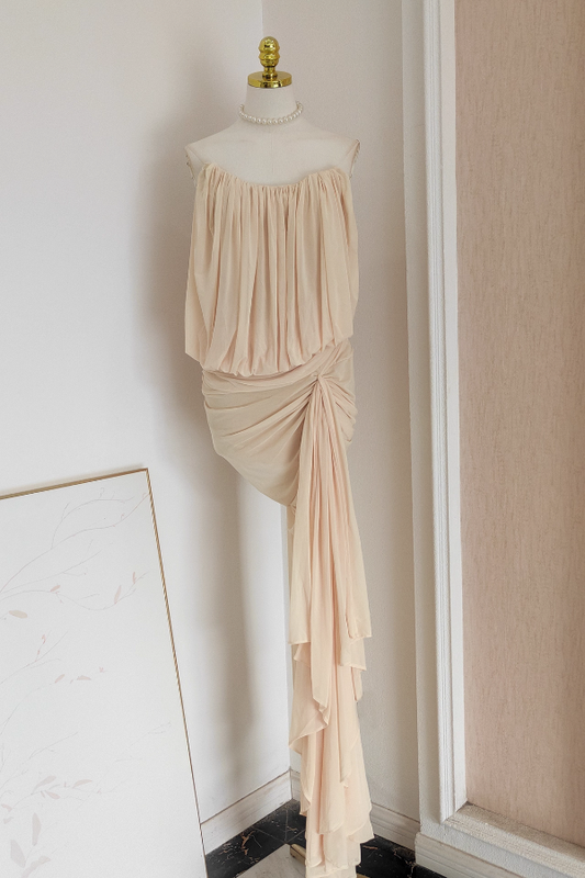 Beige Tube Long Dress