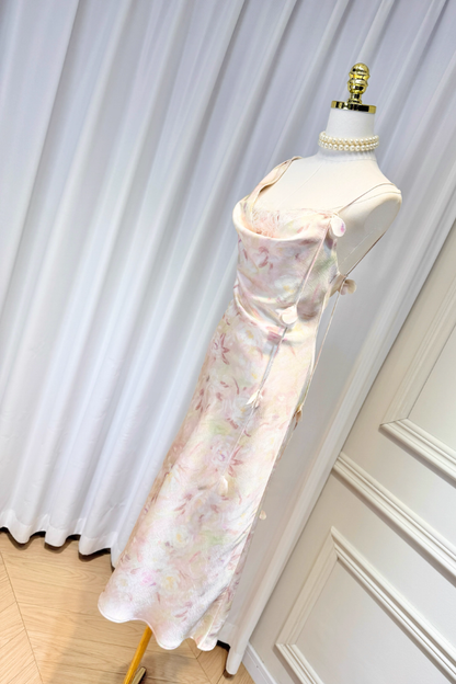 Beige Floral Pattern Dress