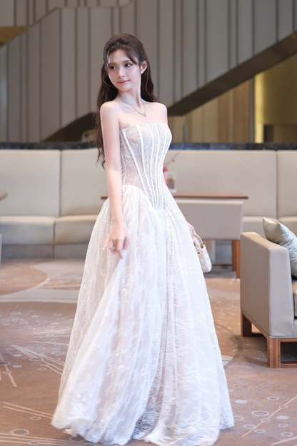 White Lace Long Dress