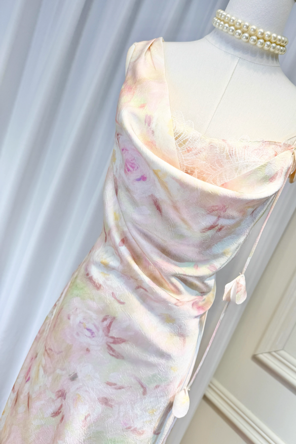 Beige Floral Pattern Dress