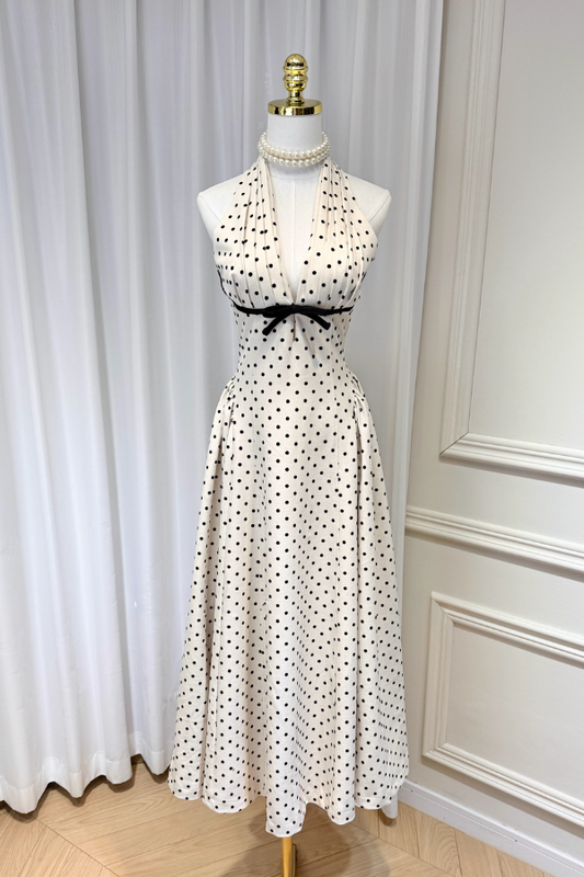 White Polka Dots Long Dress