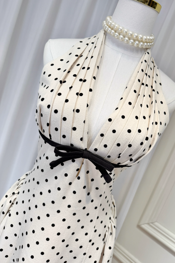 White Polka Dots Long Dress