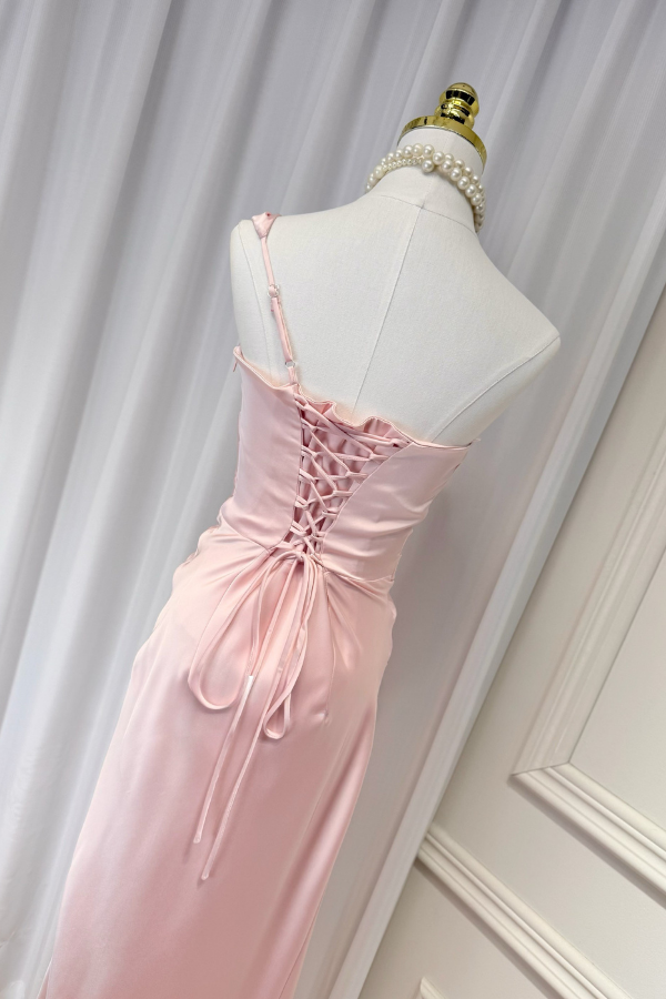 Pink Camille Silk Long Dress