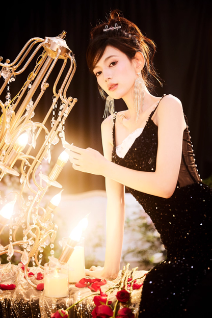 Black Sequin Long Dress