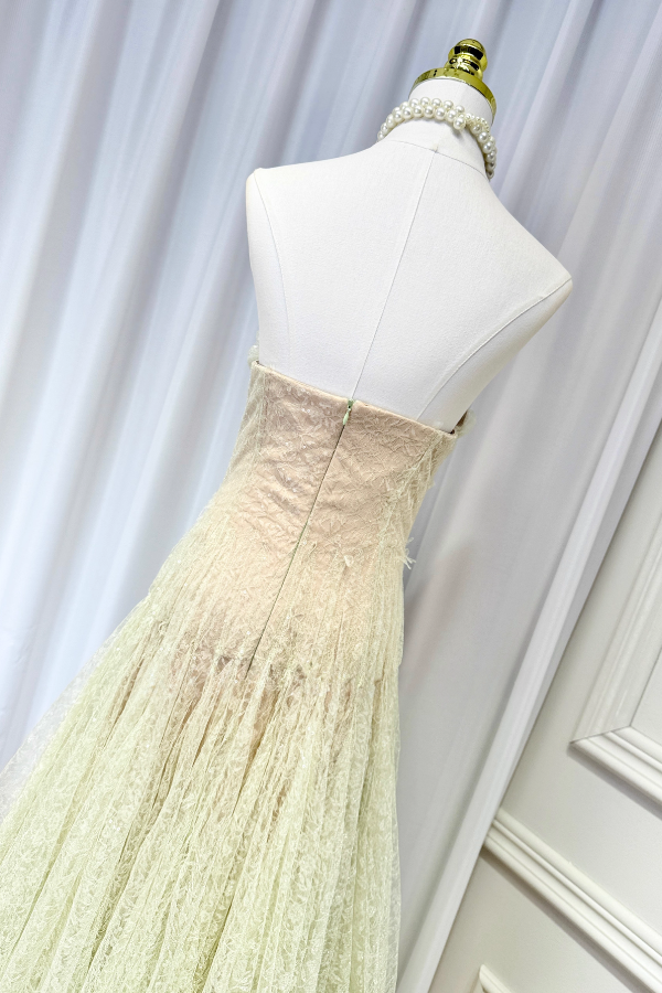 Green Lace Tulle Long Dress