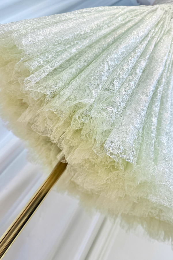 Green Lace Tulle Long Dress