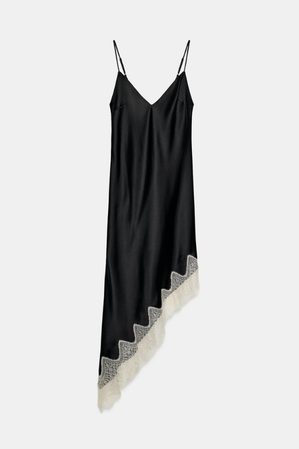 Black Satin Lace Dress