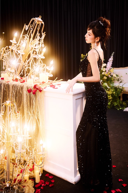 Black Sequin Long Dress