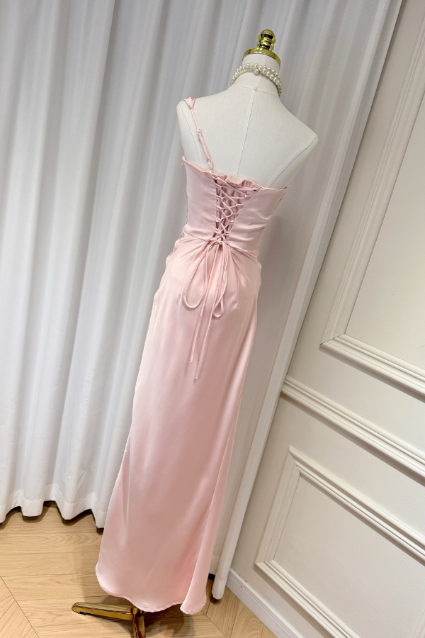 Pink Camille Silk Long Dress