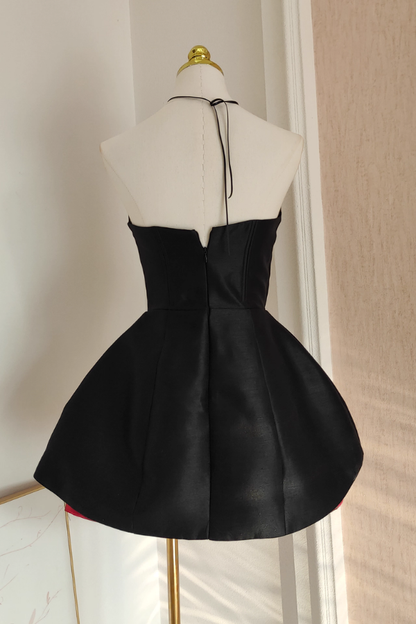 Red Rose Black Cocktail Dress