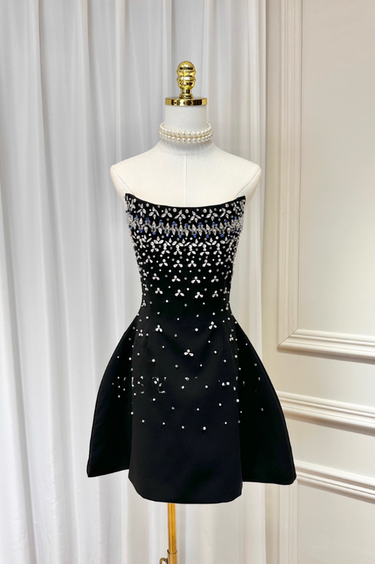 Black Tube Dress with Rhinestones