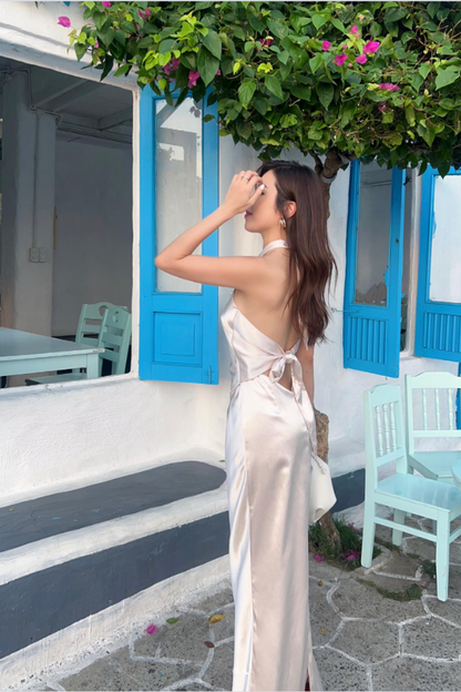 Beige Catherine Silk Dress