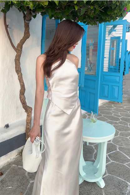 Beige Catherine Silk Dress