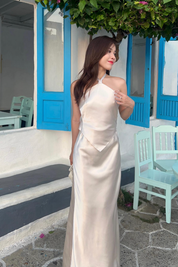 Beige Catherine Silk Dress