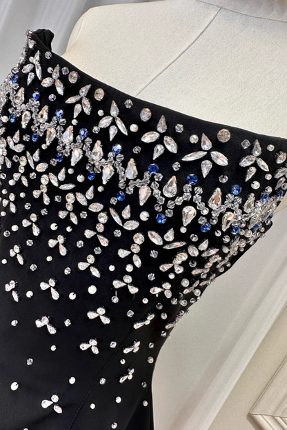 Black Tube Dress with Rhinestones