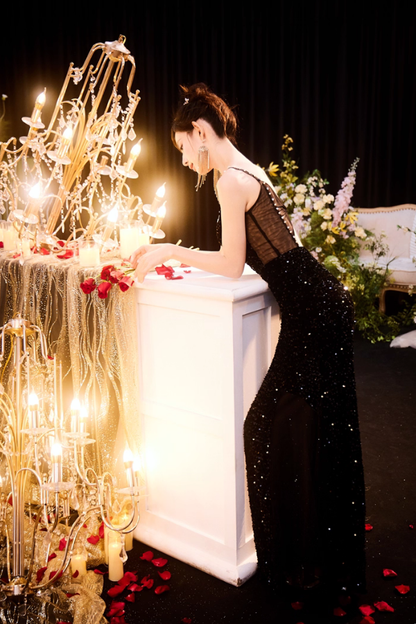 Black Sequin Long Dress