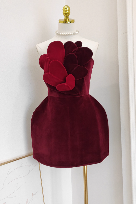 Red Heart Velvet Cocktail Dress