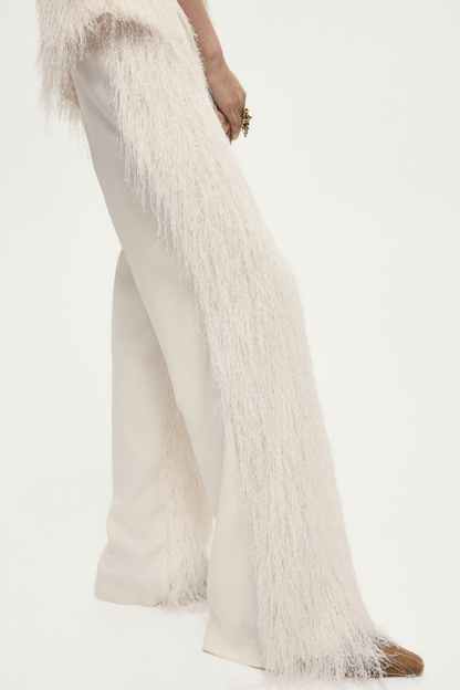 Beige Fringe Pants