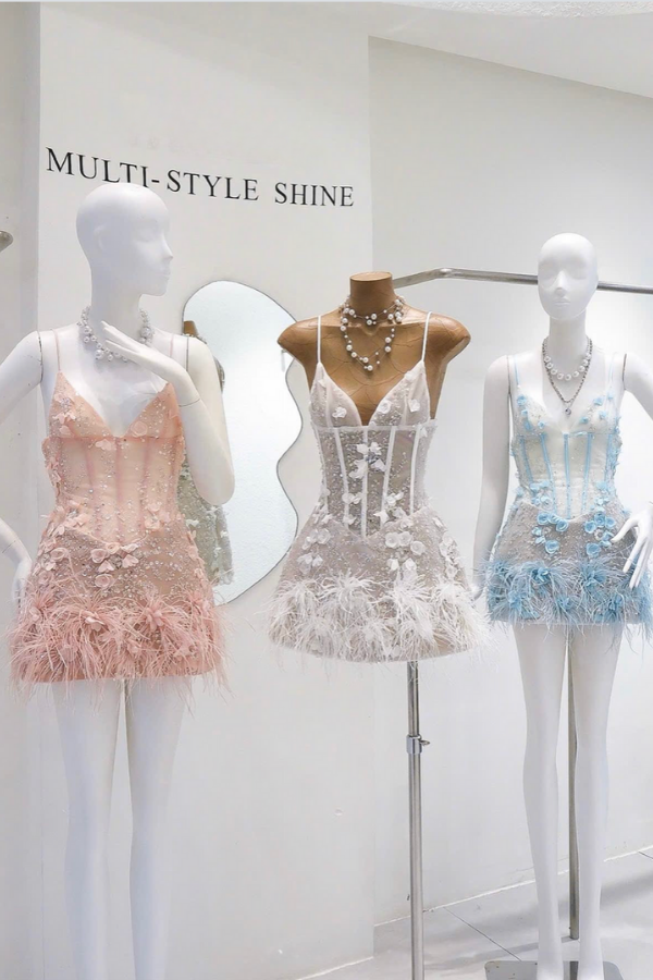 Pink Fur Short Dress