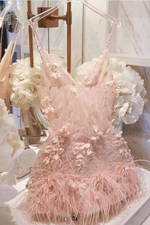 Pink Fur Short Dress