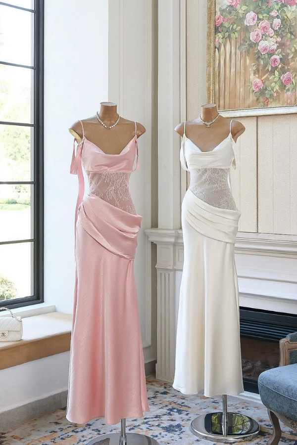 Pink Cathy Silk Long Dress