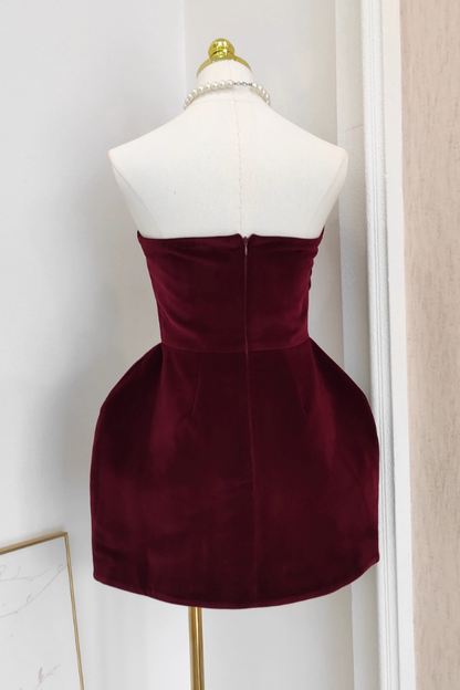 Red Heart Velvet Cocktail Dress