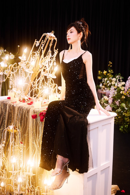 Black Sequin Long Dress