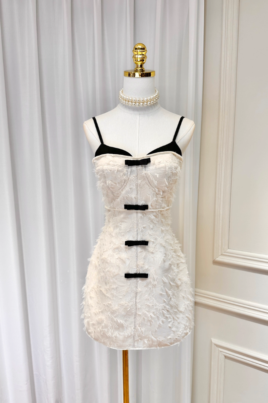 White Dress with Black Ribbon