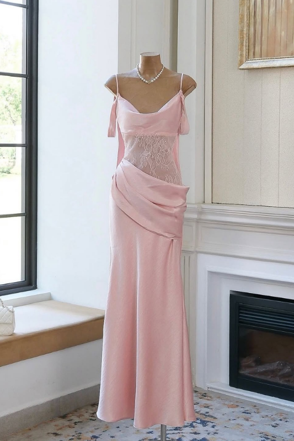 Pink Cathy Silk Long Dress