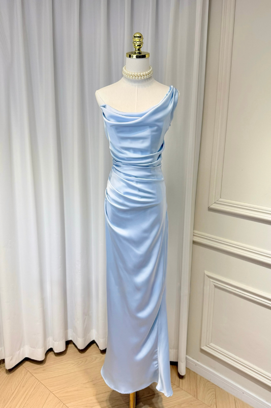 Blue Camille Silk Long Dress