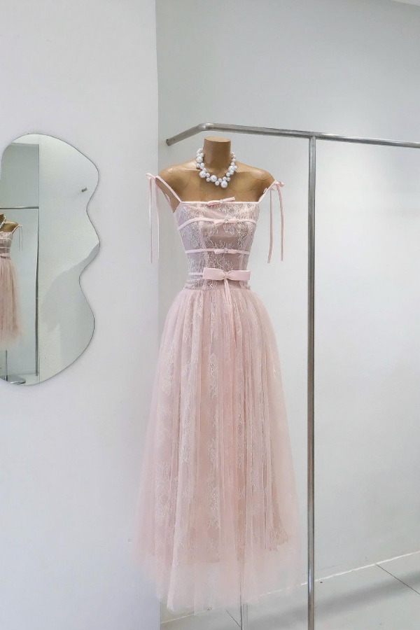 Pink Lace Long Dress