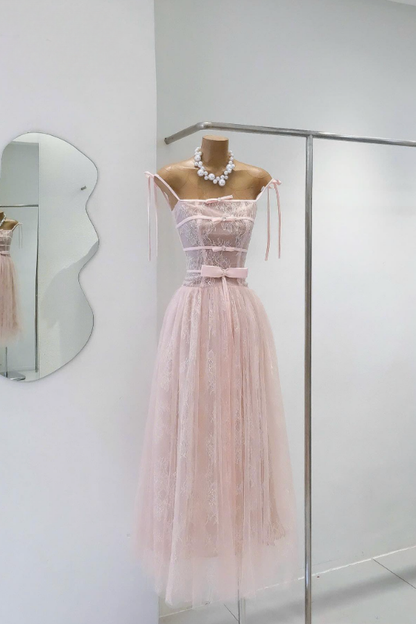 Pink Lace Long Dress