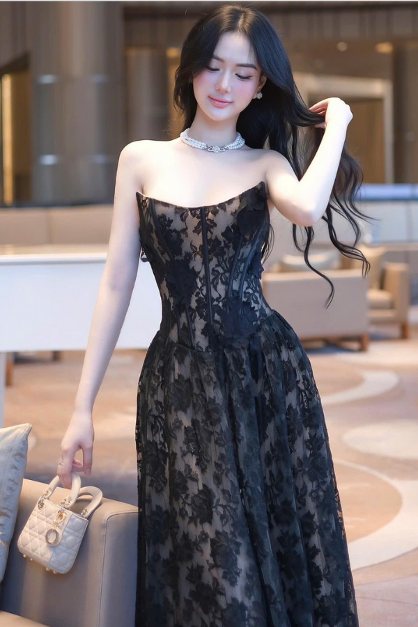 Black Lace Long Dress