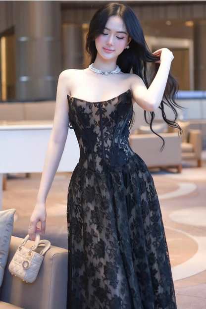 Black Lace Long Dress