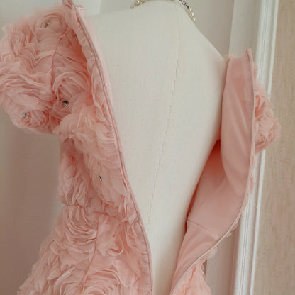 Peach Flower Long Dress