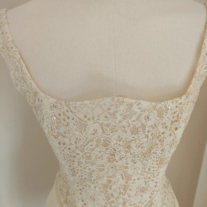 White Lace Ribbon Dress