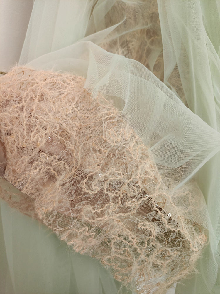 Brown Green Lace Dress