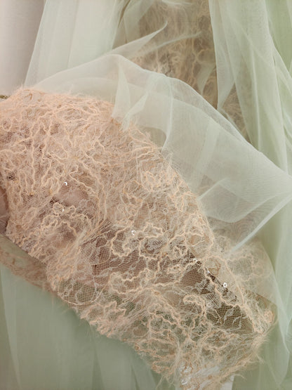 Brown Green Lace Dress