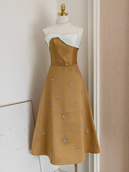 Brown Dress with Rhinestones