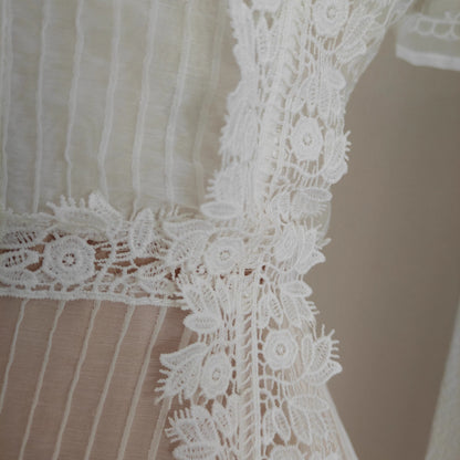 White Lace Collar Long Dress