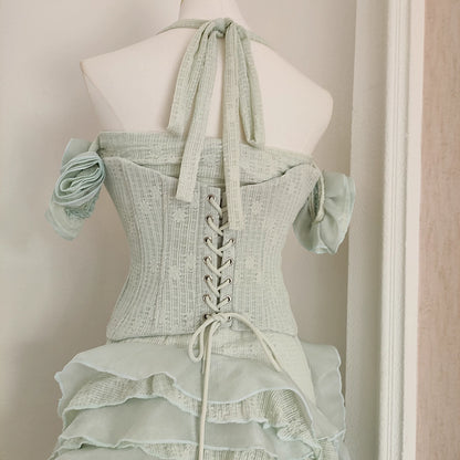 Green Off Shoulder Long Dress