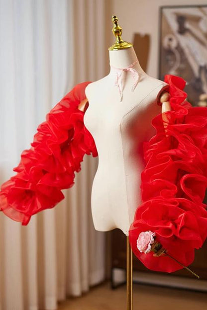 Red Rose Tulle Shawl