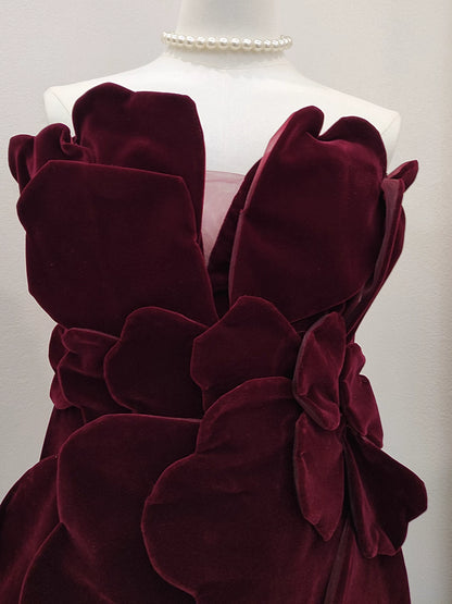 Red Velvet Petal Dress