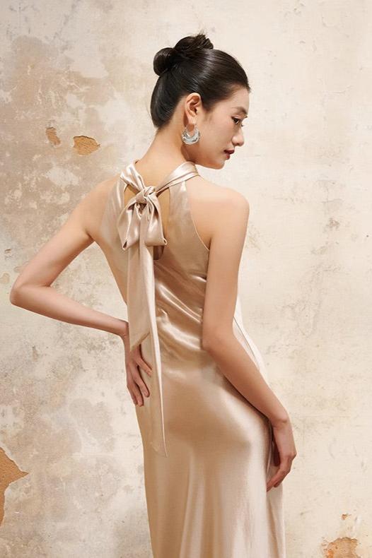 Gold Champagne Silk Dress My Store Gold Champagne Silk Dress My Store