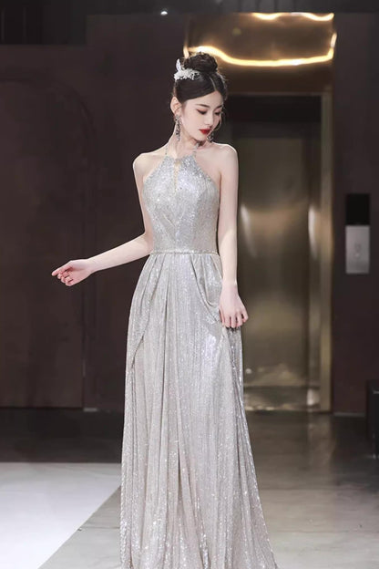 Sequin Long Gown with Pink Shawl